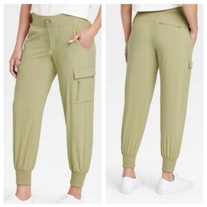 All in Motion Green Track Pants Relaxed Fit X-Small, mid-waist